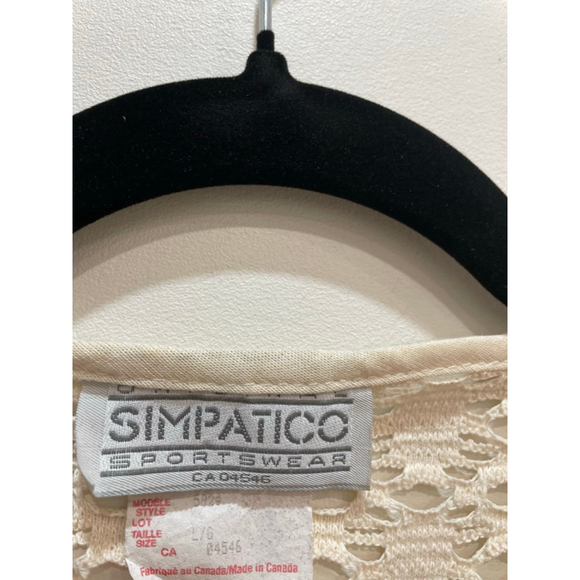 Simpatico Vintage 90s Y2K Open Mesh Cream Cardigan L Coachella Cottagecore Clean - Picture 2 of 7